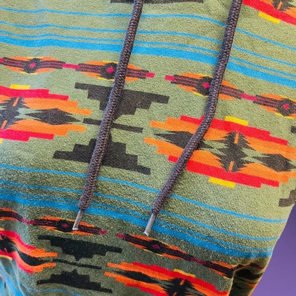 Character Hero Hoodie Men's Small Fair Isle Native African Print Sweatshirt - Picture 2 of 4